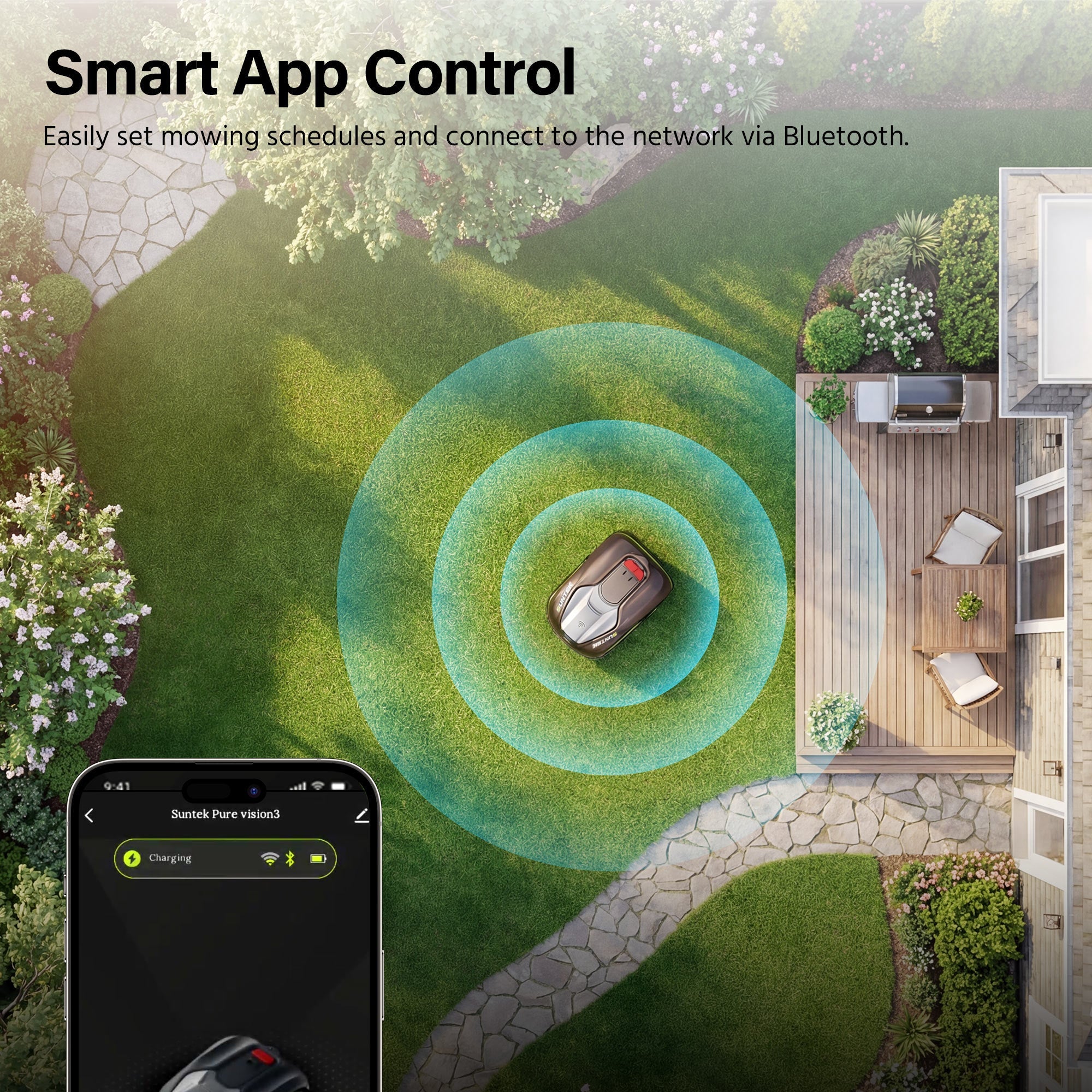 SUNTEK SRM2025 AI Pure Vision Wireless Robotic Mower, AI Vision, Max 250 m² - SUNTEK