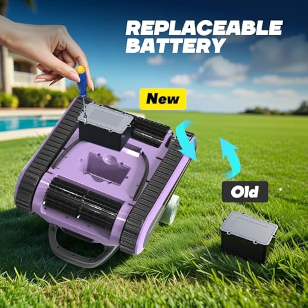 New Crab Cordless Robotic Pool Vacuum(PURPLE)