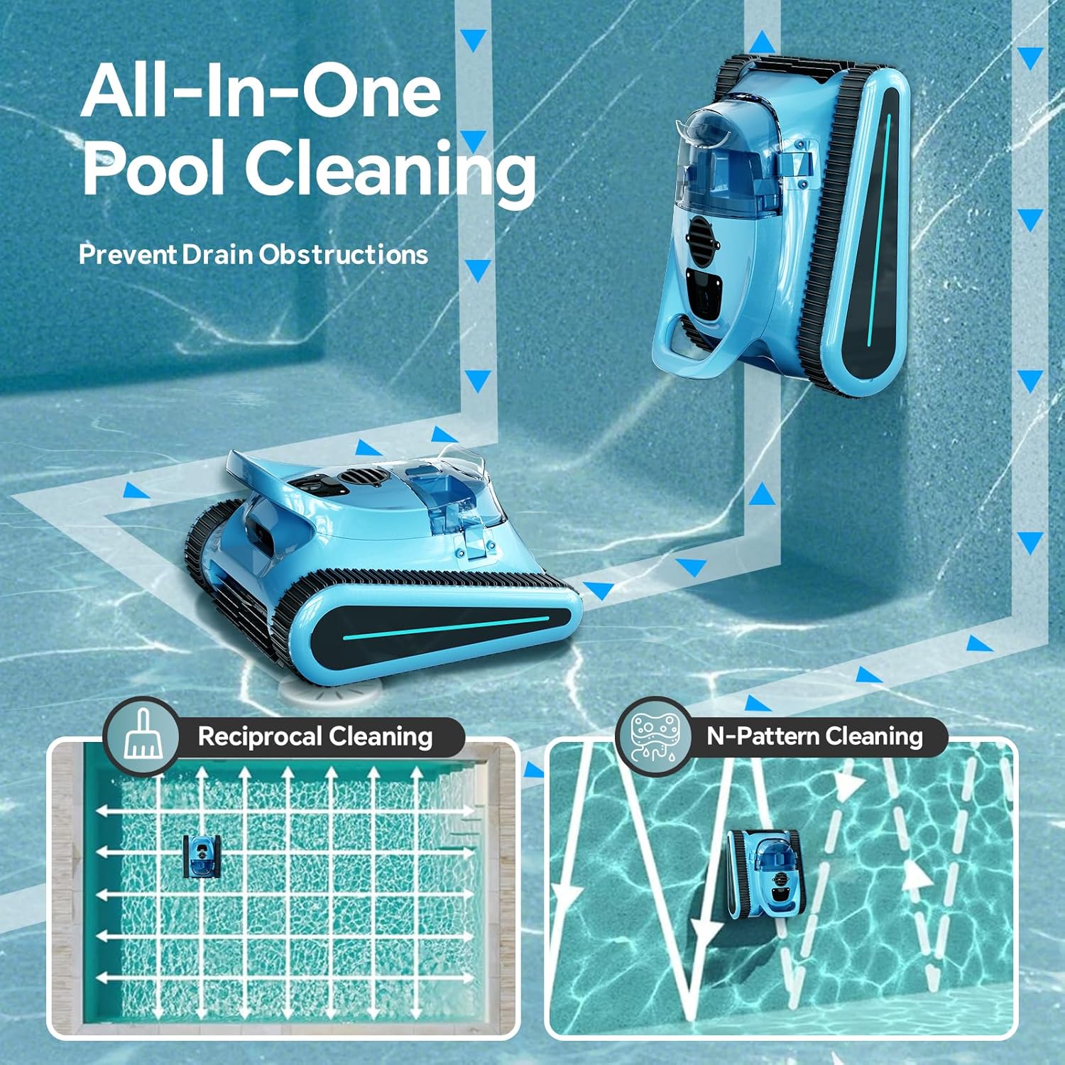New Crab Cordless Robotic Pool Vacuum(BLUE)