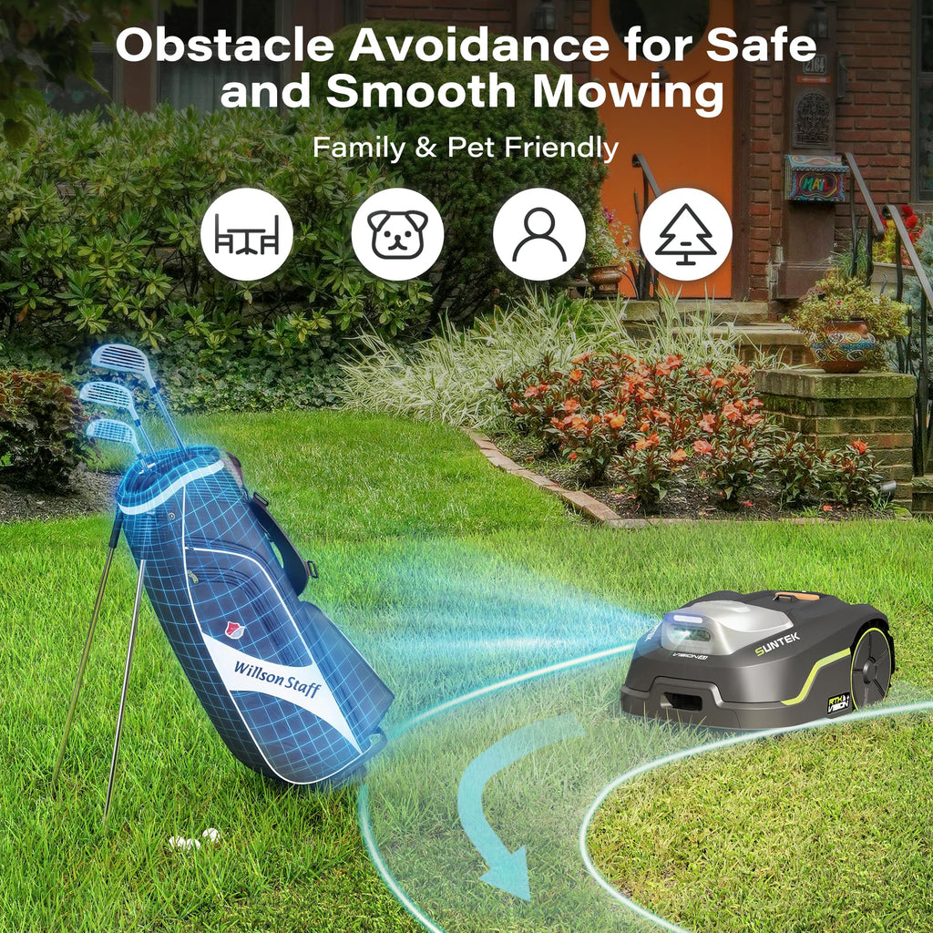 SUNTEK SRM3150 RTK+ AI Stereo Vision Vision Cordless Robotic Mower, for 1/3 Acres - SUNTEK