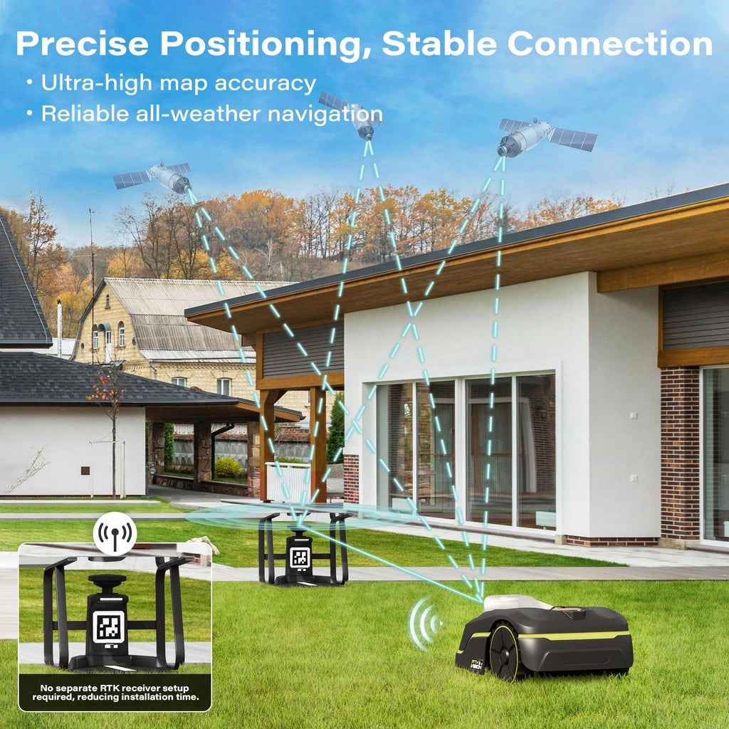 SUNTEK SRM3150 RTK+ AI Stereo Vision Vision Cordless Robotic Mower, for 1/3 Acres - SUNTEK