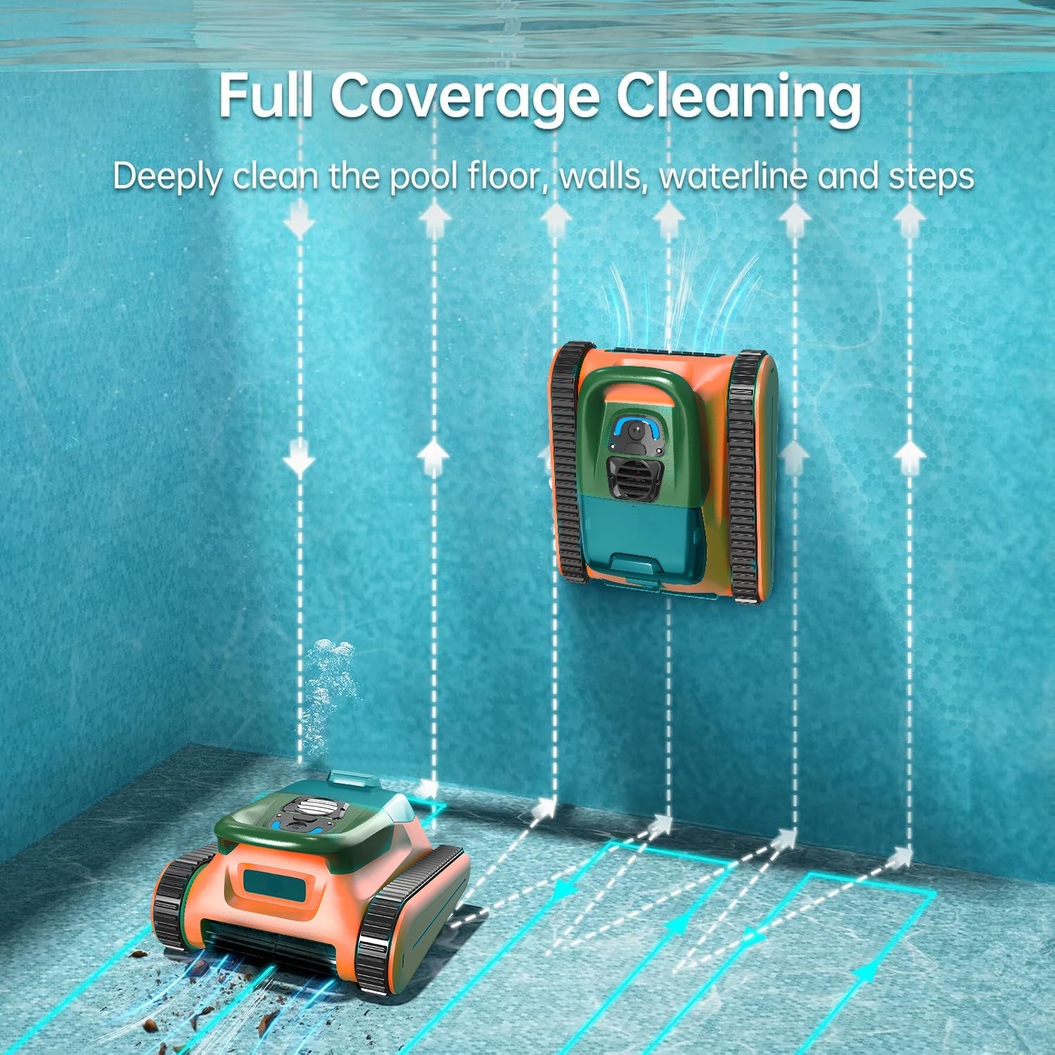 Crab Cordless Robotic Pool Vacuum(orange+green) Seauto